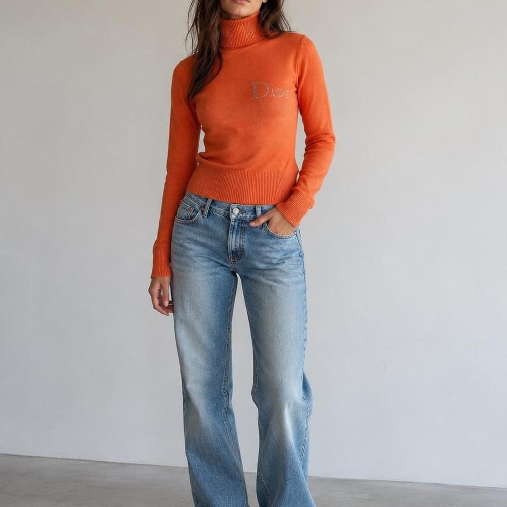 Dior orange turtleneck sweater with